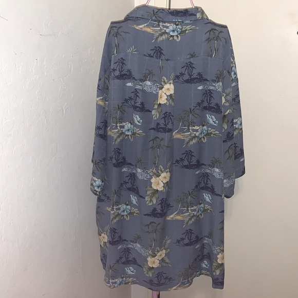 🎁Like New Vintage Jamaica Jaxx Men's Blue/White Silk Jamaican Shirt- Large - Picture 8 of 8